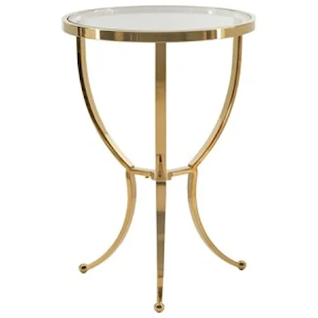 Round Chairside Table in Bright Brass Finish